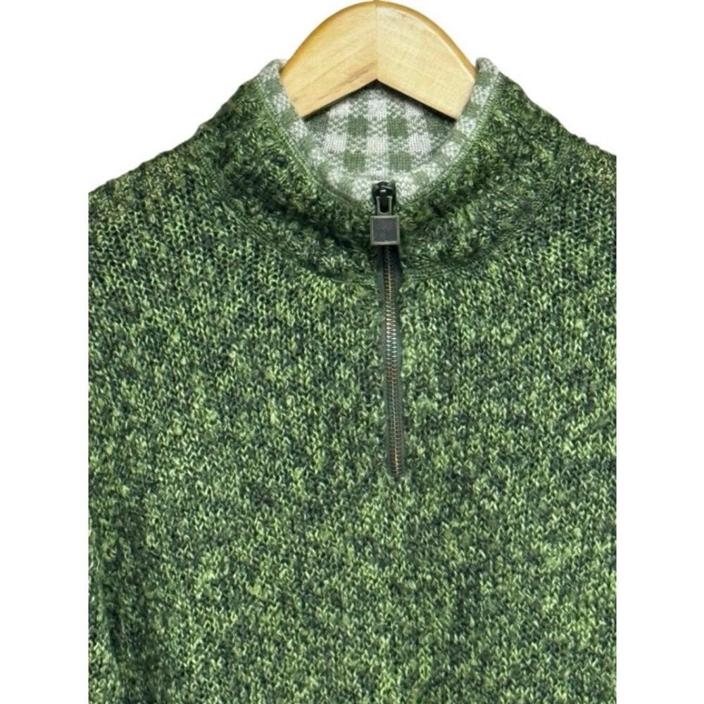 Woolrich Green Marled Quarter Zip Sweater Lt Olive Green GorpCore Hiking Large - Picture 5 of 12